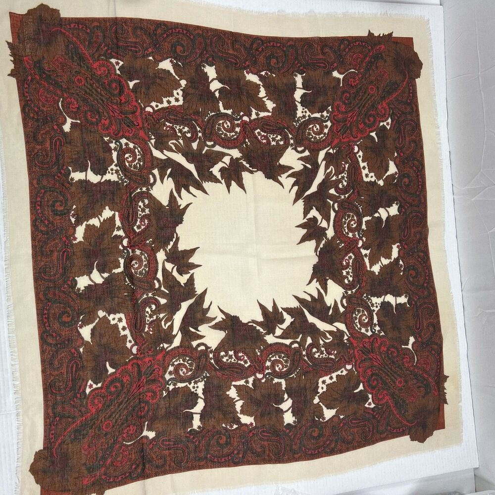 Italy Scarf 100% Polyester Multi Color Pattern 34 X 34 RN 59478 Leaves Fall